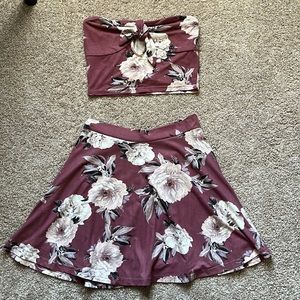 Charlotte Russe Summer Floral crop top and skirt set